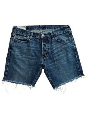 Hollister Dark Wash Denim Cutoff Shorts Raw Hem Low Rise Y2K Casual Summer